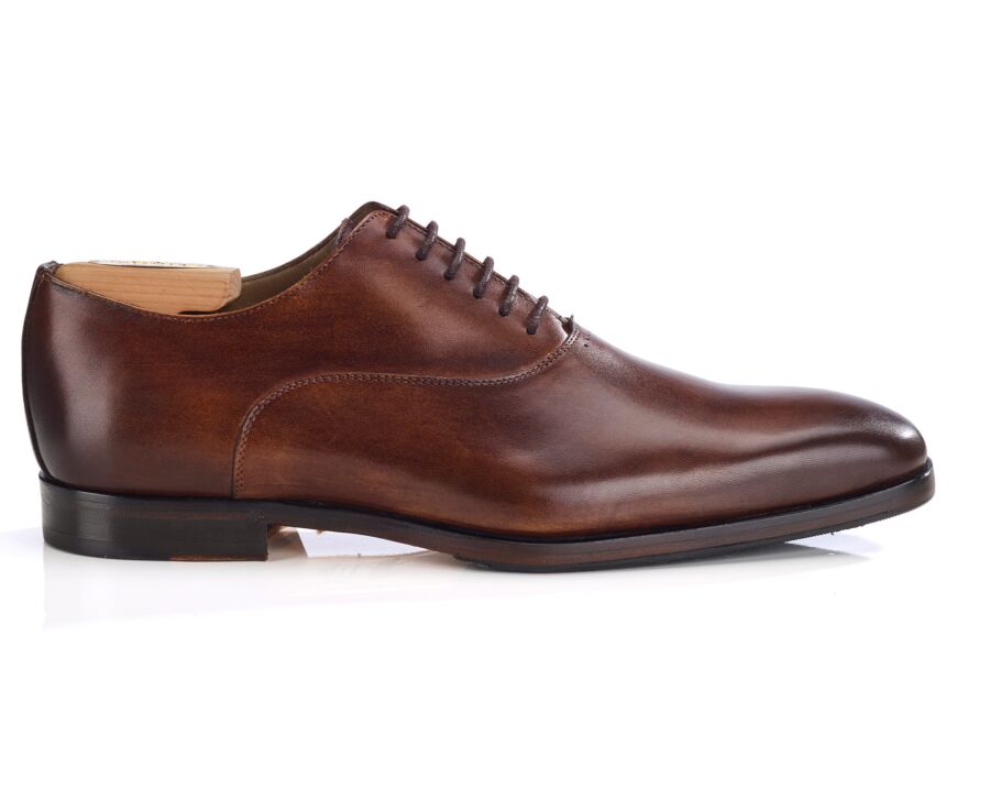 Men’s cognac patinated leather Oxford shoes - TREMEZZO PATIN