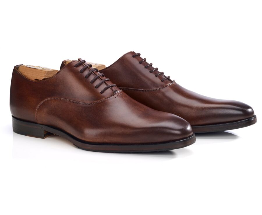 Men’s cognac patinated leather Oxford shoes - TREMEZZO PATIN