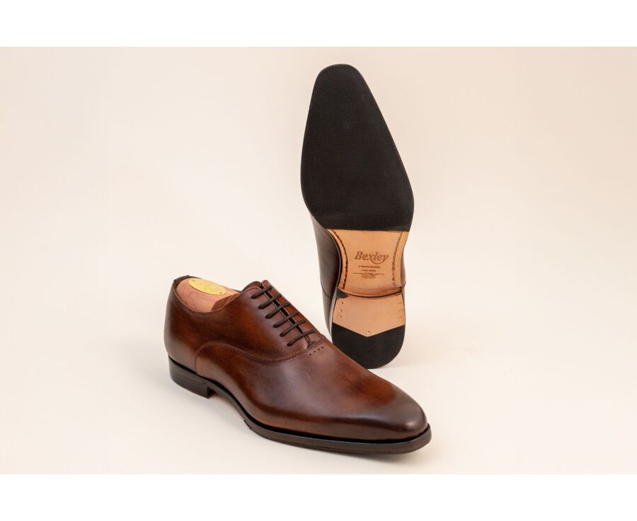 Men’s cognac patinated leather Oxford shoes - TREMEZZO PATIN