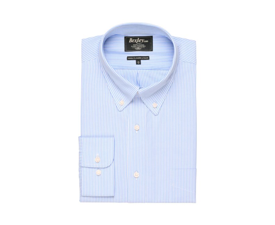 Blue Cotton shirt with white stripes - QUINCY
