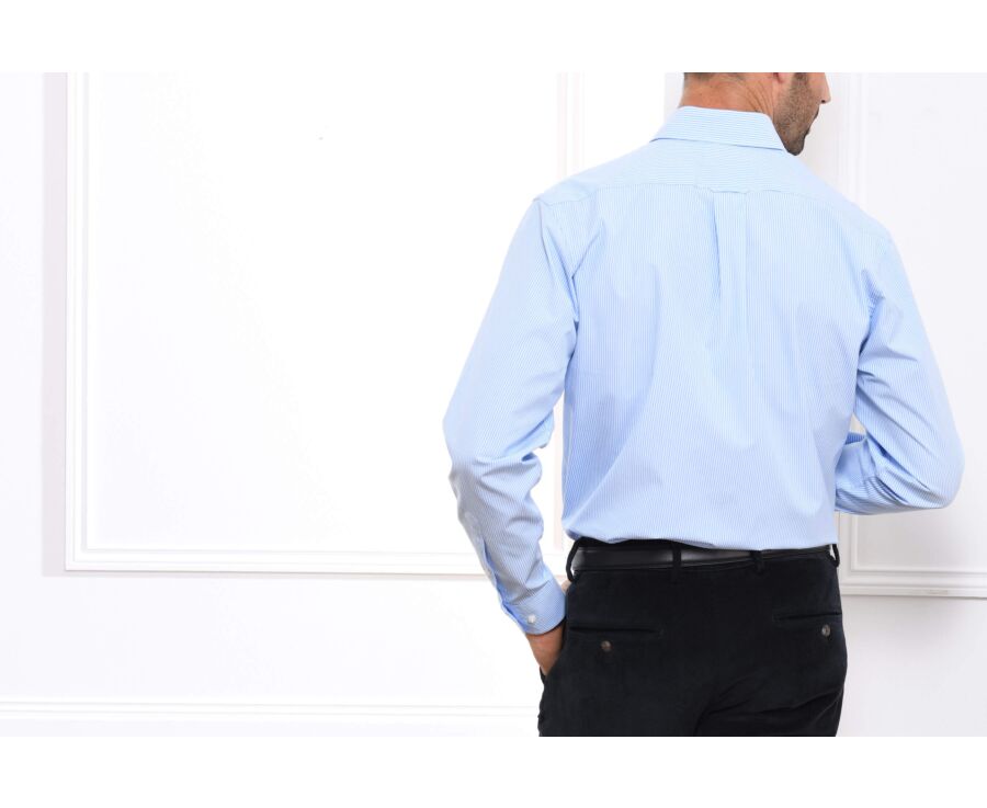 Blue Cotton shirt with white stripes - QUINCY