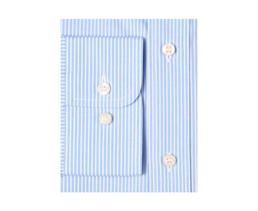 Blue Cotton shirt with white stripes - QUINCY