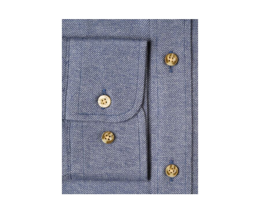 Blue Denim Men's flannel shirt - Chest pocket - HARRISON
