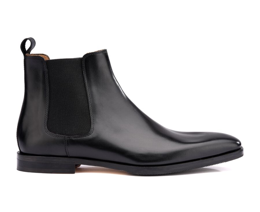 Black Leather Chelsea Boots - BERGAME PATIN