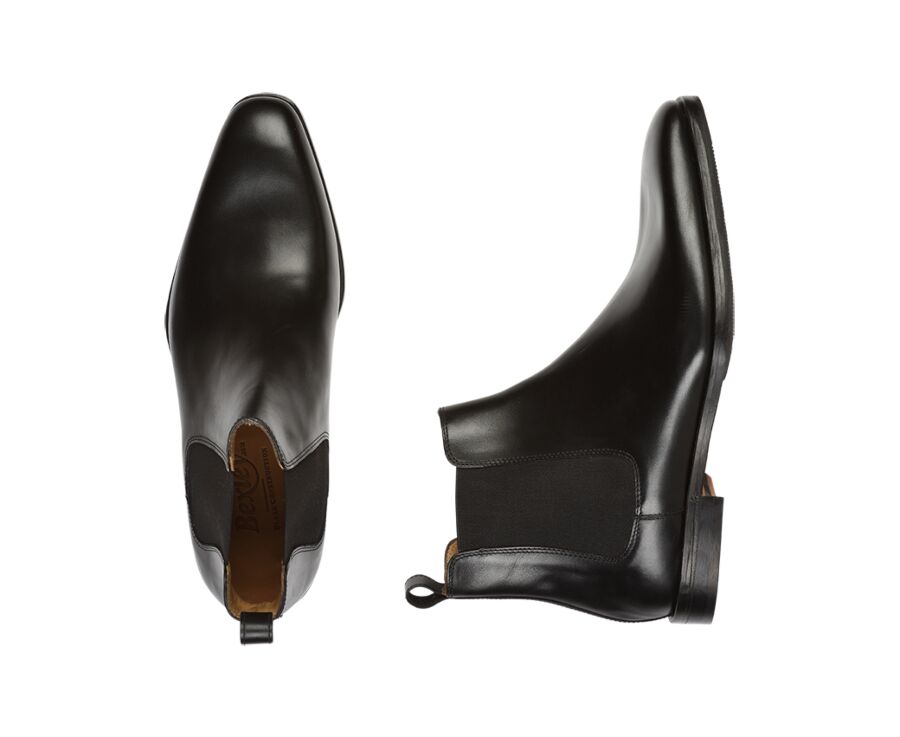 Black Leather Chelsea Boots - BERGAME PATIN