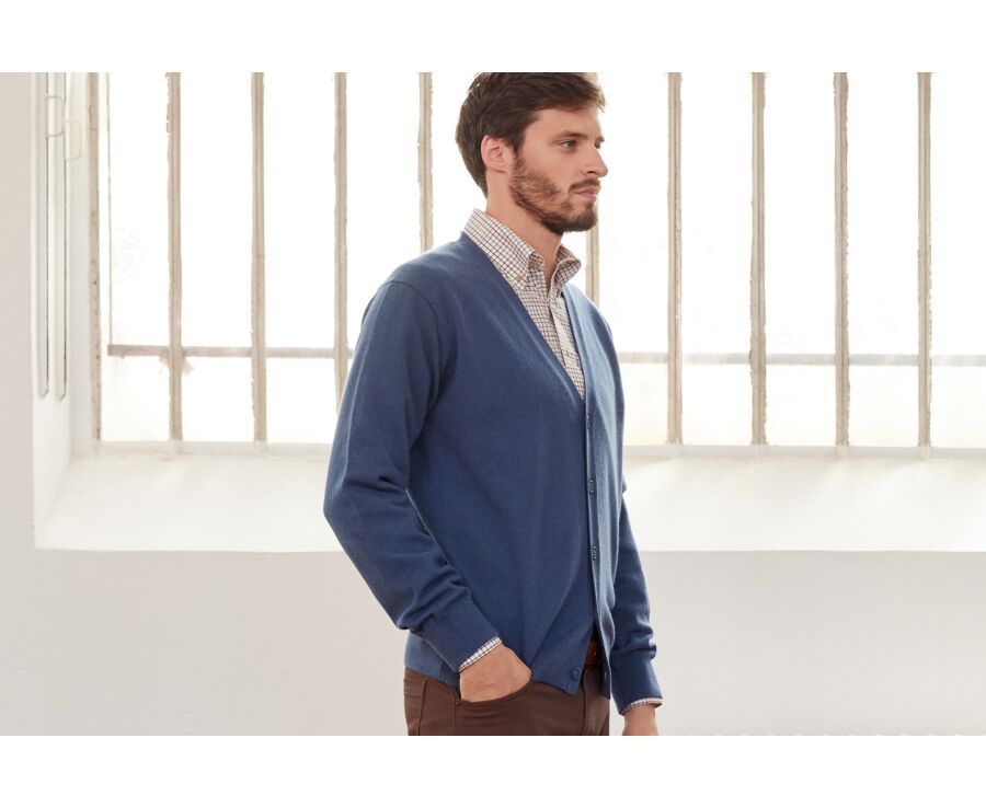 Prussian Blue wool cardigan - OWEN II