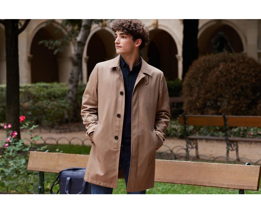 Dark Beige Men's trench coat - AURÈLE II