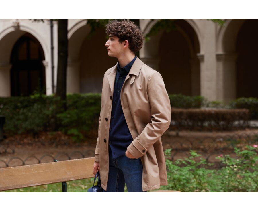 Dark Beige Men's trench coat - AURÈLE II