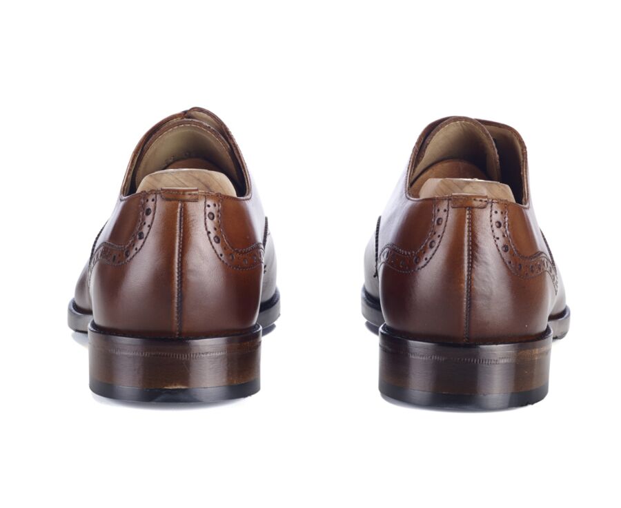 Patina Cognac Oxford shoes - Rubber pad - HILCOTT PATIN