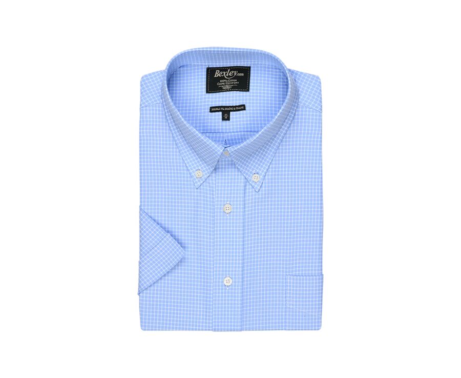 Blue shirt with fine white checks - Pocket Clayn Mc | Bexley