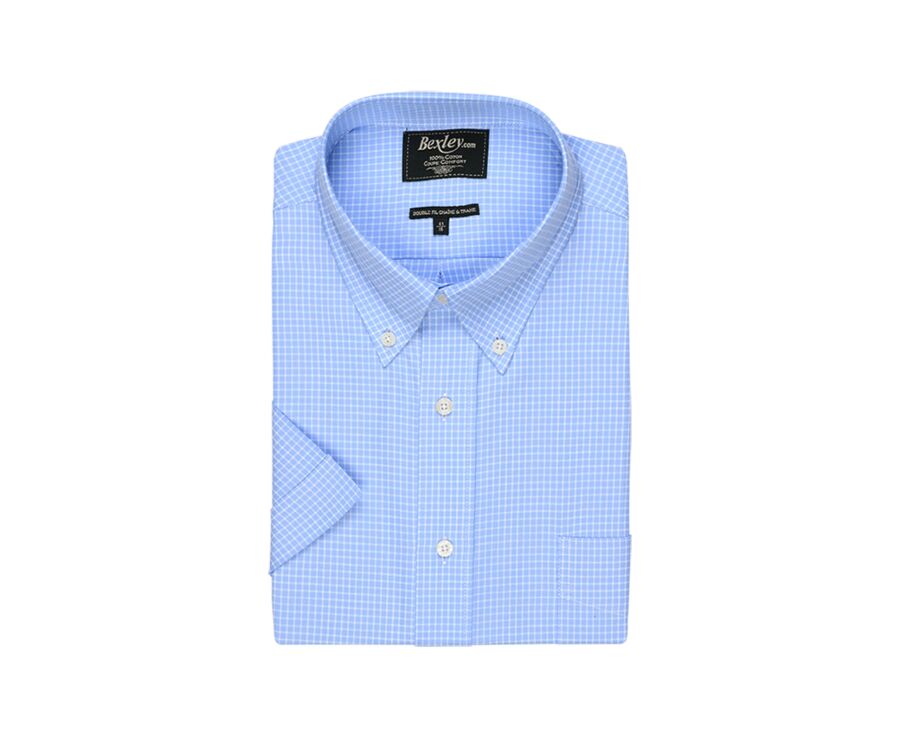 Blue shirt with fine white checks - Pocket - CLAYN MC
