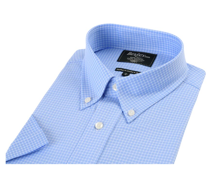 Blue shirt with fine white checks - Pocket - CLAYN MC
