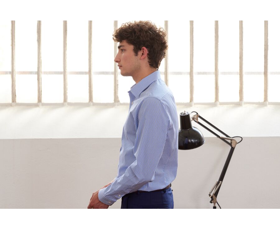 Blue and White Cotton striped shirt - MAXIMILIEN