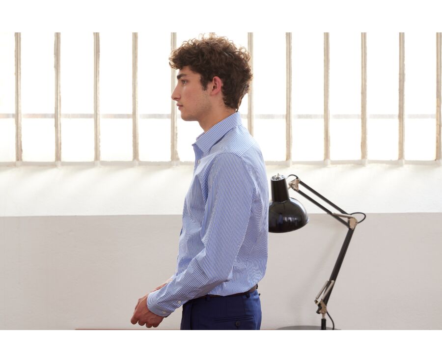 Blue and White Cotton striped shirt - MAXIMILIEN
