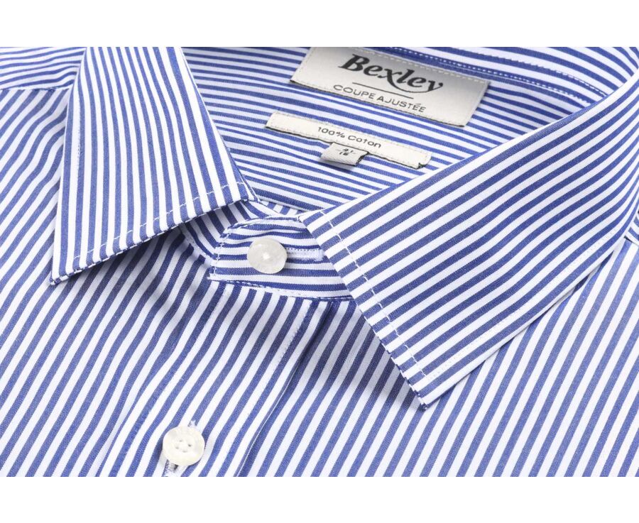 Navy and White striped cotton shirt - MAXIMILIEN