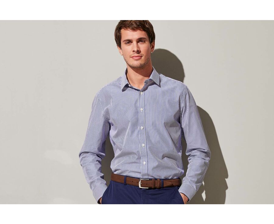 Navy and White striped cotton shirt - MAXIMILIEN