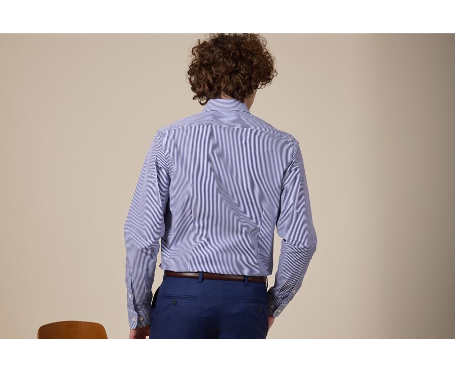 Navy and White striped cotton shirt - MAXIMILIEN