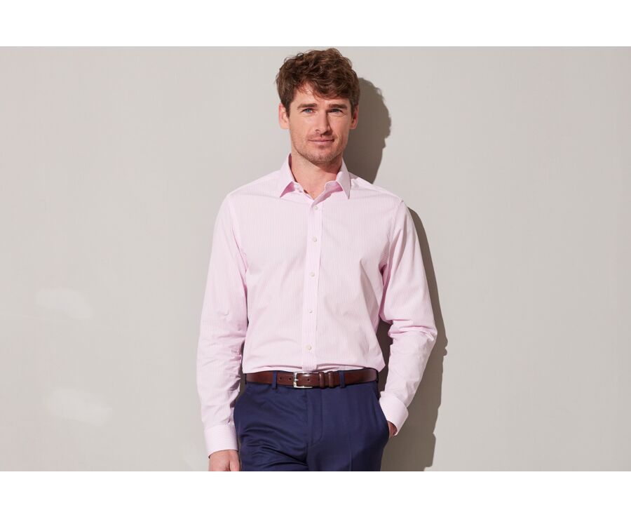 Pink and white striped poplin shirt - MAXIMILIEN