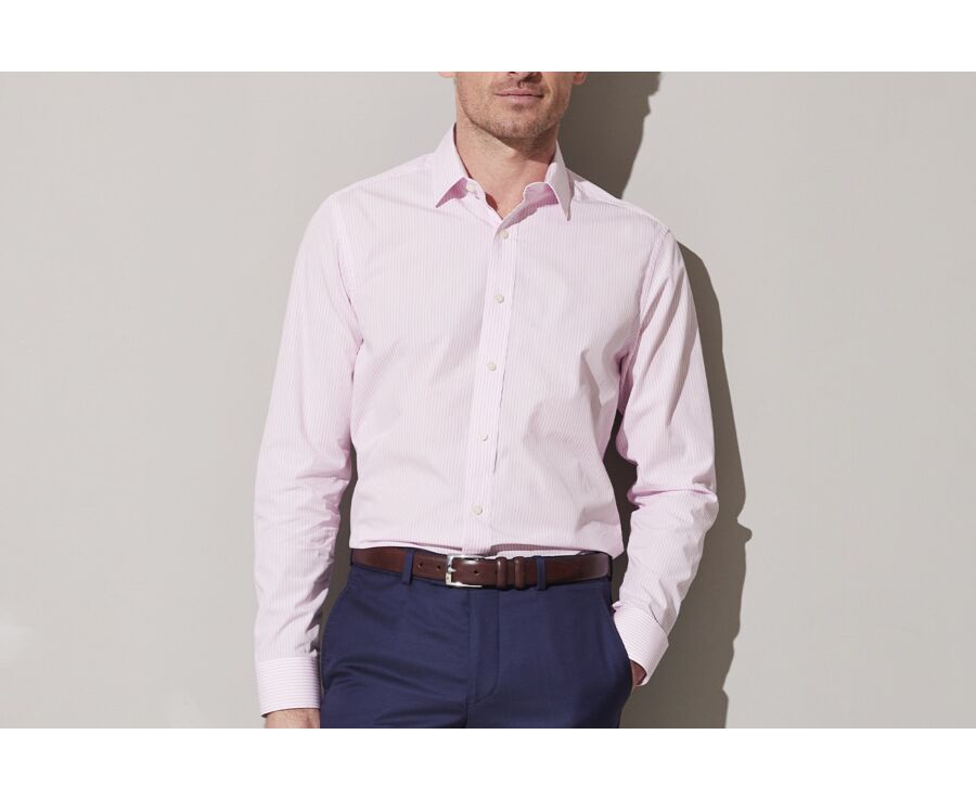 Pink and white striped poplin shirt - MAXIMILIEN