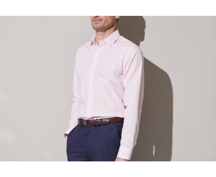 Pink and white striped poplin shirt - MAXIMILIEN