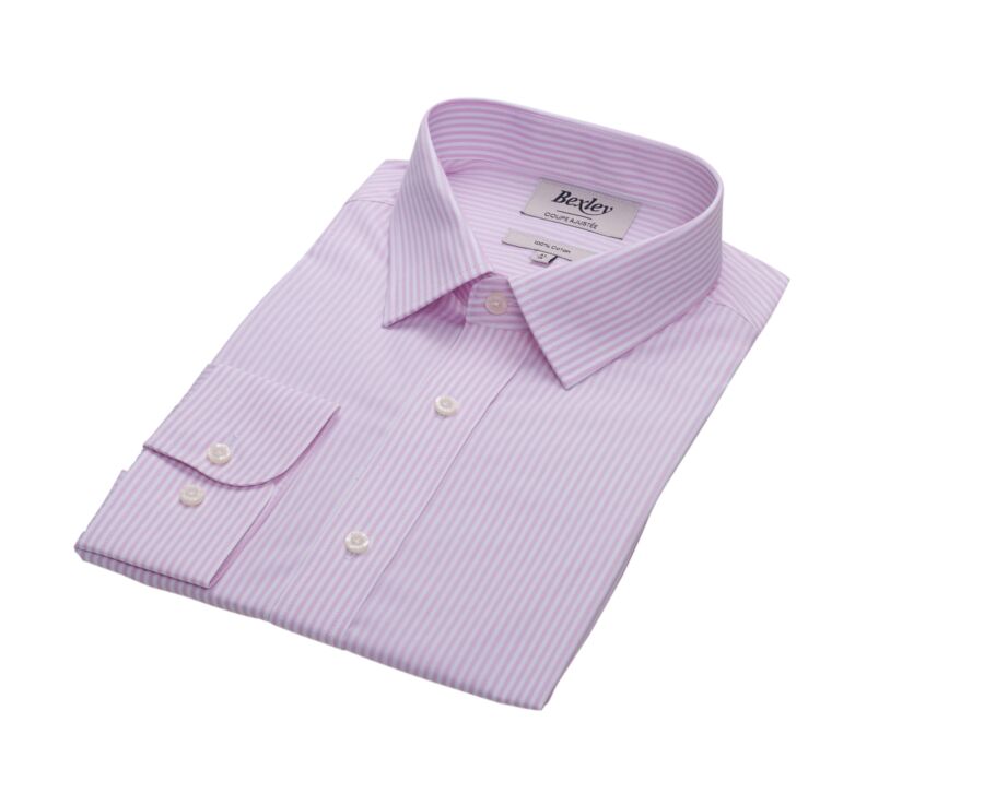 Pink and white striped poplin shirt - MAXIMILIEN