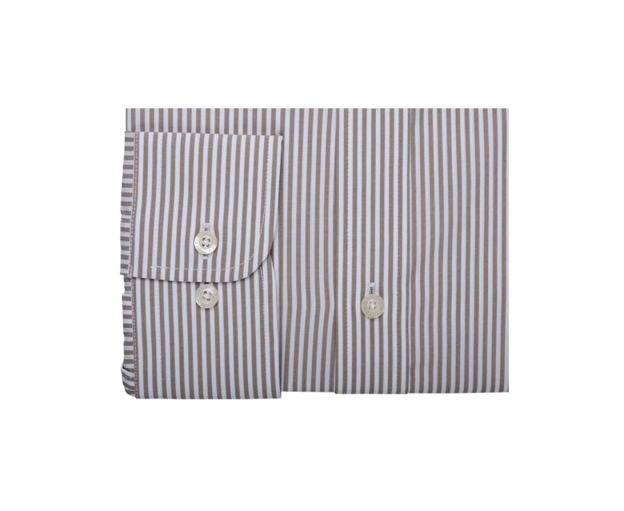 Taupe & White striped poplin shirt - MAXIMILIEN