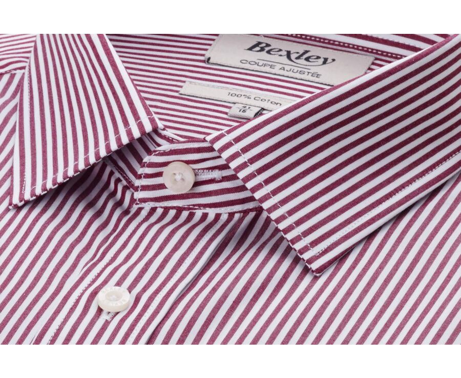 Burgundy & White striped poplin shirt - MAXIMILIEN