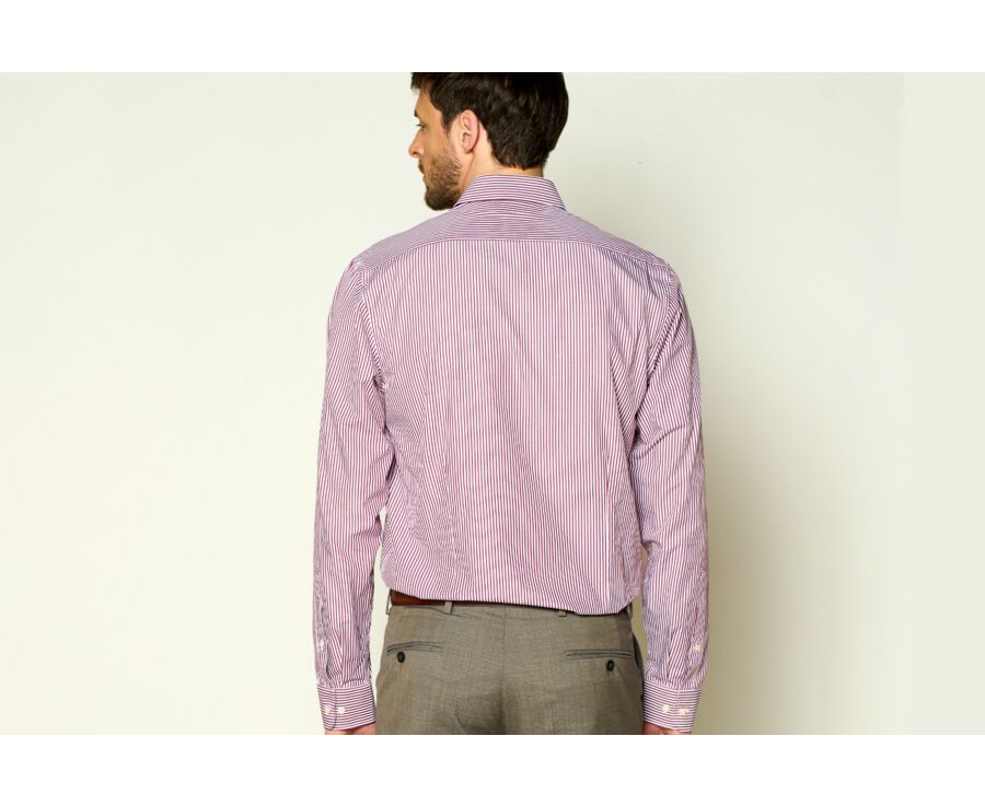 Burgundy & White striped poplin shirt - MAXIMILIEN