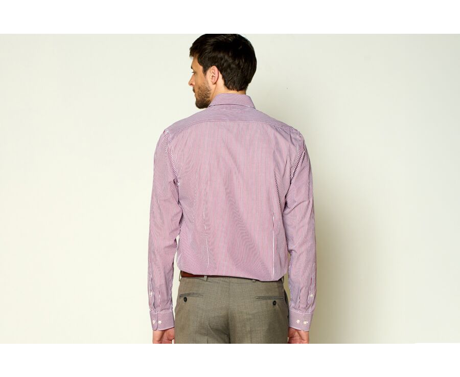 Burgundy & White striped poplin shirt - MAXIMILIEN