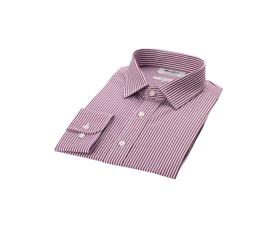 Burgundy & White striped poplin shirt - MAXIMILIEN