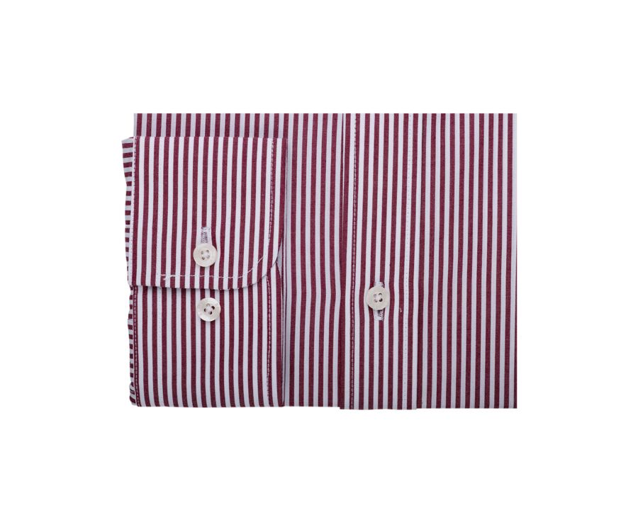 Burgundy & White striped poplin shirt - MAXIMILIEN