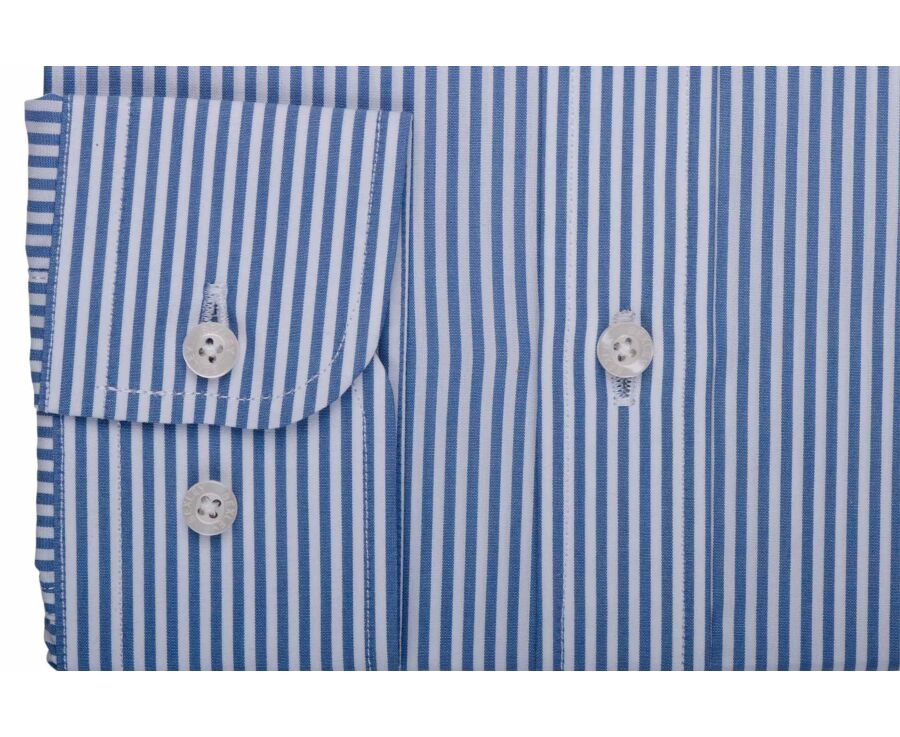 Grey Blue & White striped poplin shirt - MAXIMILIEN