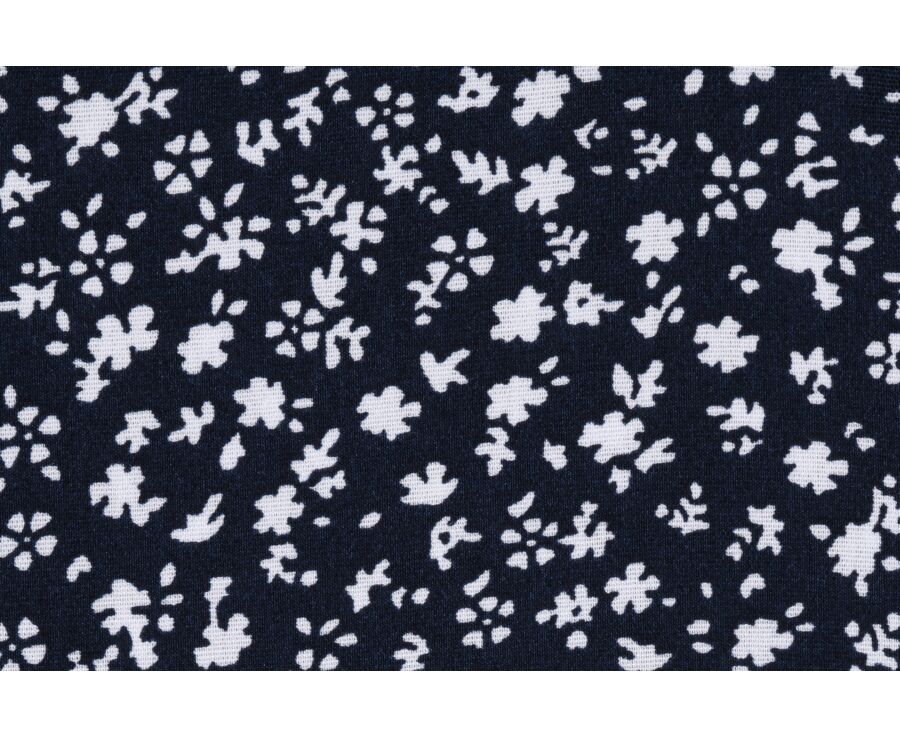 Navy shirt printed with white flowers patterns - MATHURIN