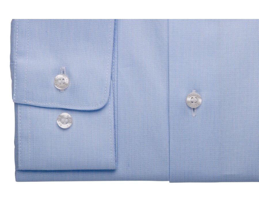 Pale Blue Cotton shirt - Straight collar - PATERNE CLASSIC