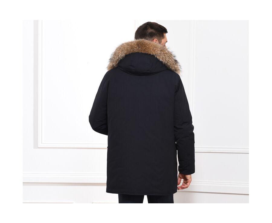 Men's Dark Navy Feather-Lined Winter Parka - SOREN