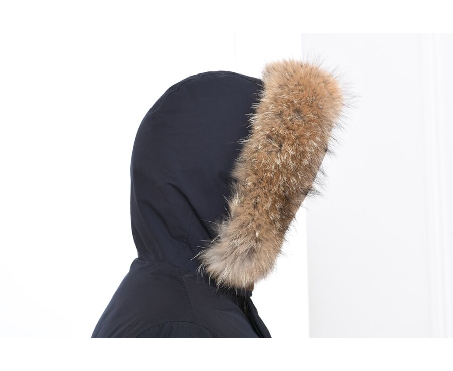 Men's Dark Navy Feather-Lined Winter Parka - SOREN