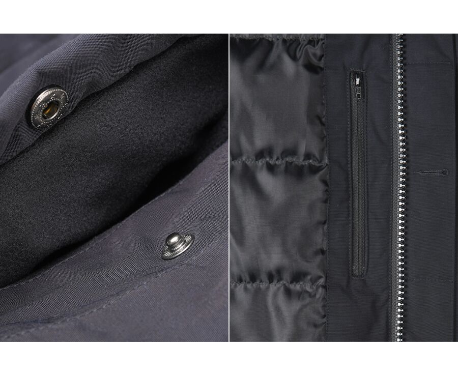 Men's Dark Navy Feather-Lined Winter Parka - SOREN