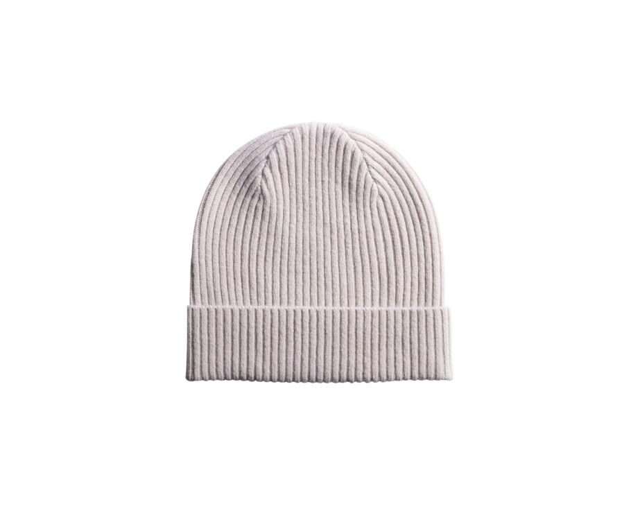 Light Beige Wool Beanie Hat - BENNETH