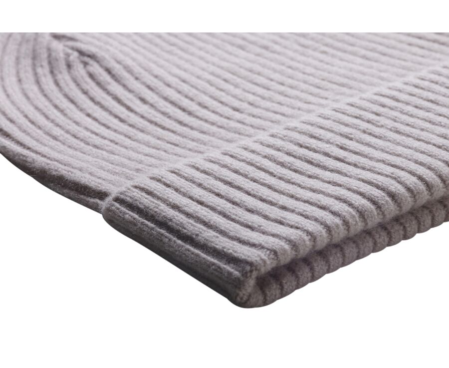 Light Beige Wool Beanie Hat - BENNETH