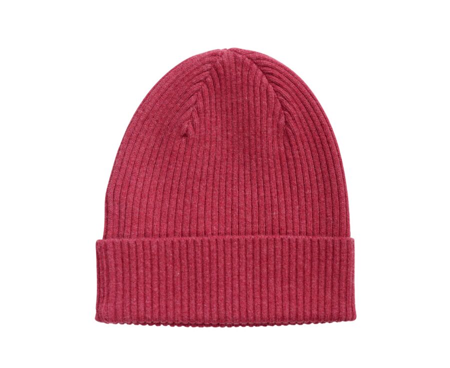 Red Melange Wool Beanie Hat - BENNETH