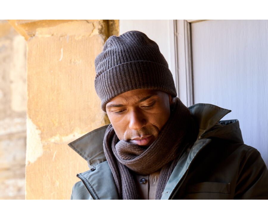 Dark Chocolate Hazelnut Wool Beanie Hat - BENNETH