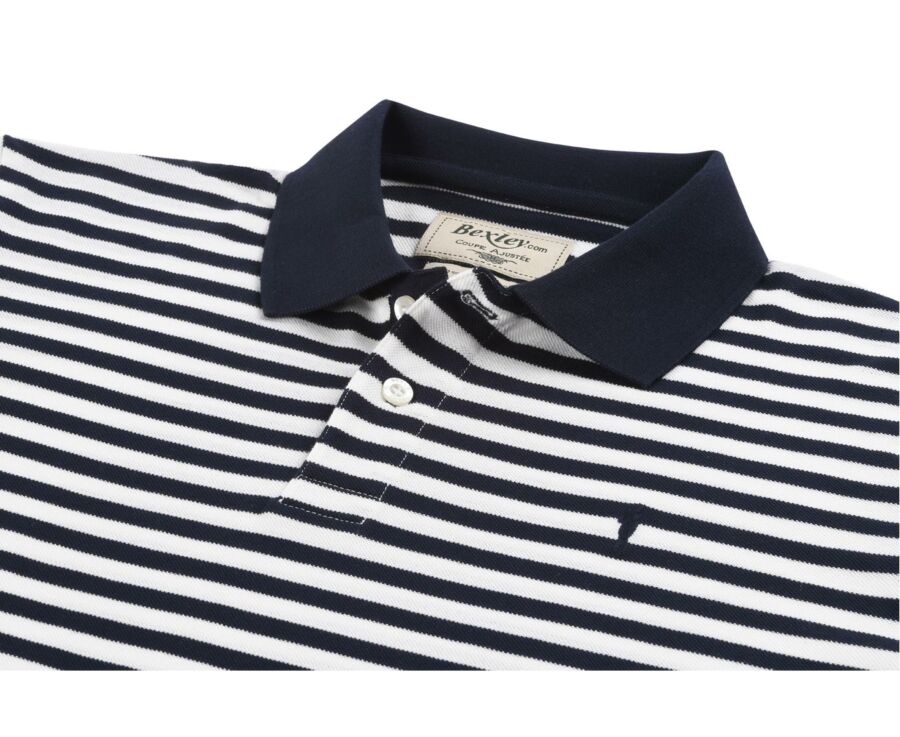 Navy and White striped polo shirt - ALEC