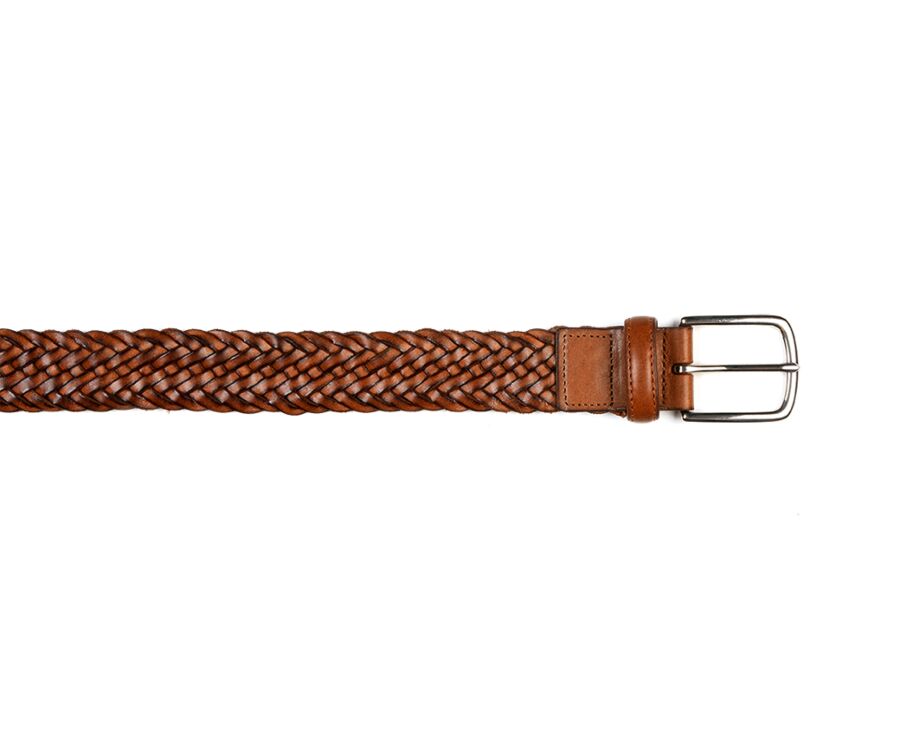 Men's Patina Gold Braided Leather Belt - NORTHGATE SILVER