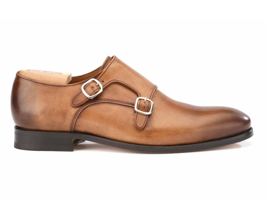 Patina Cognac double Buckle Shoes - CHIGWELL