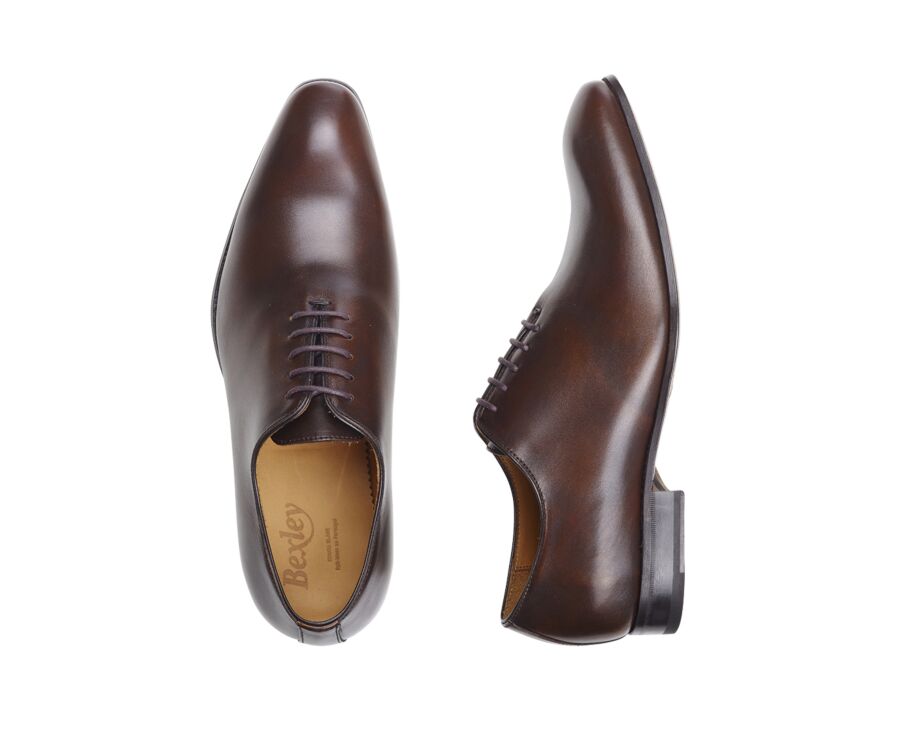 Men's Patina Chocolate Oxford Shoes - Leather Outsole - OLDBURY