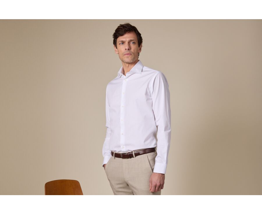 White Poplin Cotton Shirt - Italian collar - LUDOVICO CLASSIC
