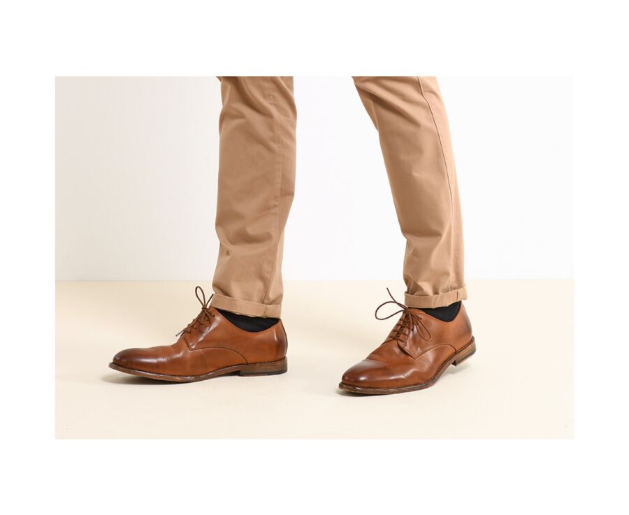Patina Chestnut Derby Shoes - Leather outsole - HILPERTON