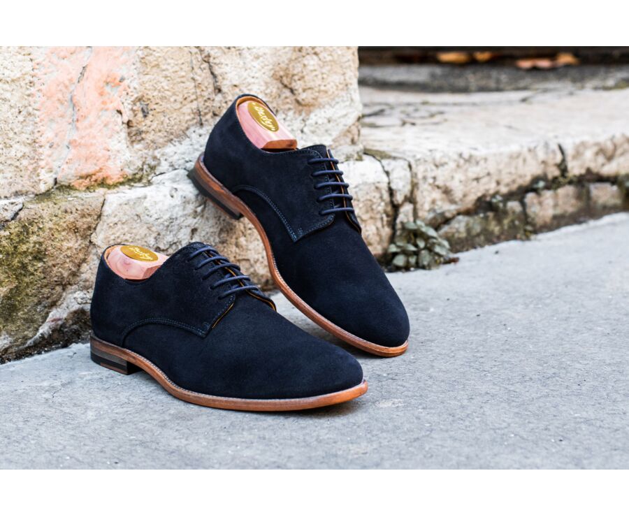 Navy derby shoes top