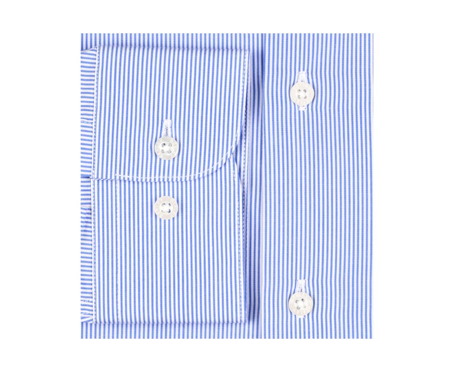 Shirt with thin blue stripes - Straight collar - AUBERTIN CLASSIC