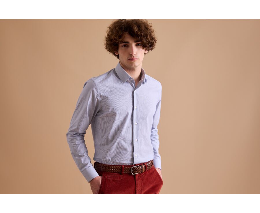 Navy shirt with white stripes - ANSELME